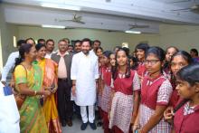 Distribution of Dual Desks and High Pressure Toilet Cleaning Machines to Govt. Schools" by Shri G Kishan Reddy, Hon'ble Minister of Coal & Mines and CMD, BDL