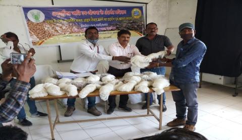 image of Scsp training on demonstration of leaf meal based farm-made aqua-feed preparation and on-farm feeding management image 2