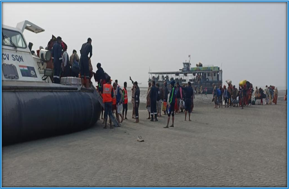 Image of SAR Efforts for Evacuation of Pilgrims from Aground Ferry Vessels: Off Kakdwip