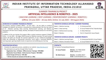 SUMMER TRAINING ON ARTIFICIAL INTELLIGENCE & ROBOTICS – 2025