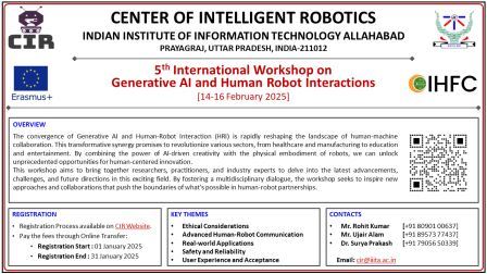 5th International Workshop on Generative AI and Human Robot Interactions [14-16 Feb 2025]