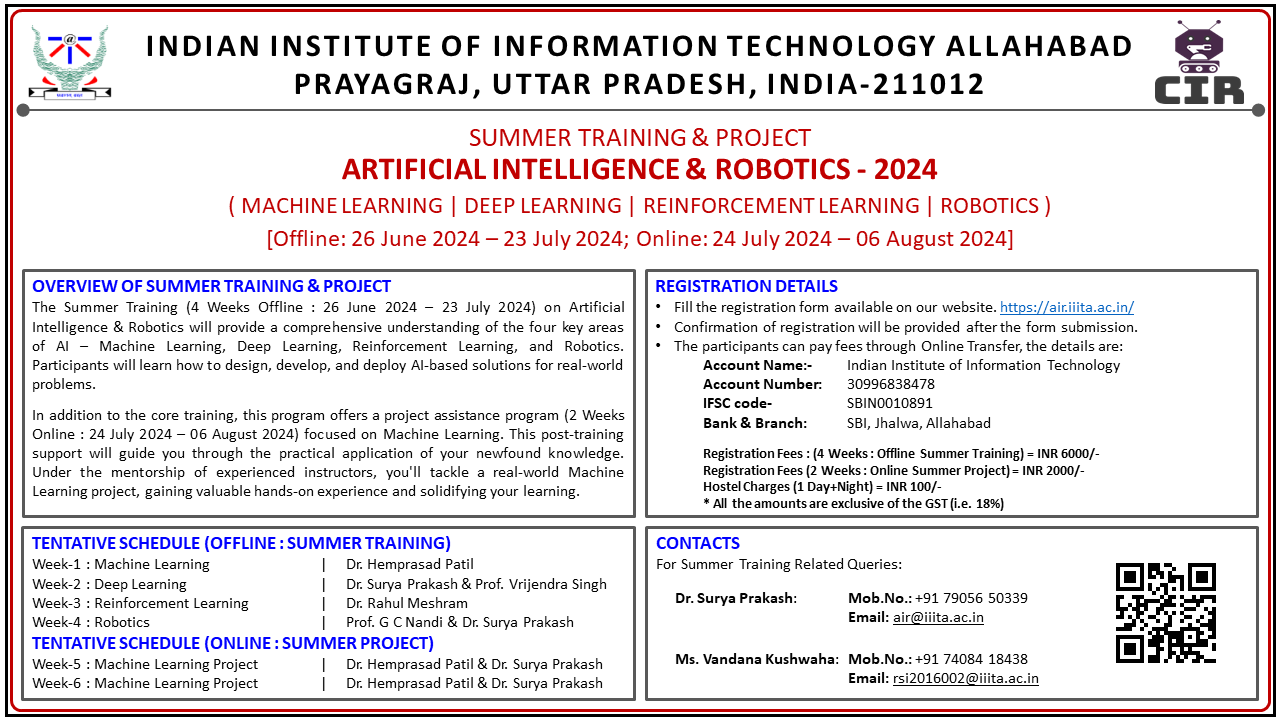 Summer Training & Project On Artificial Intelligence & Robotics - 2024