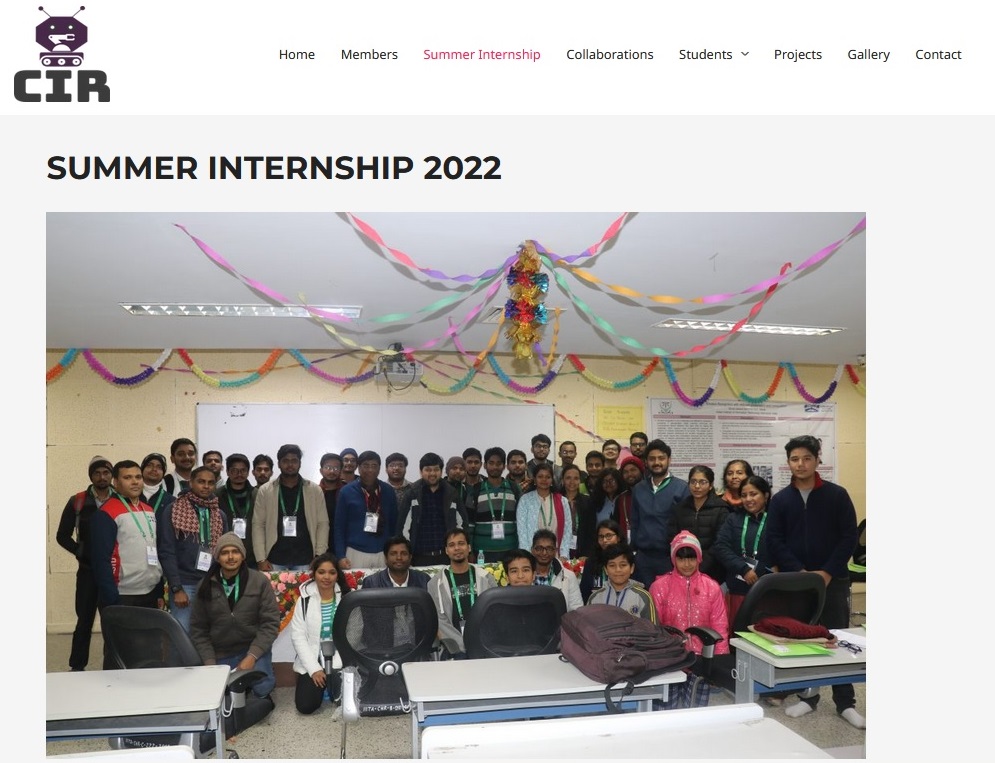 Summer Research Internship 2022 under the Center of Intelligent Robotics (CIR)