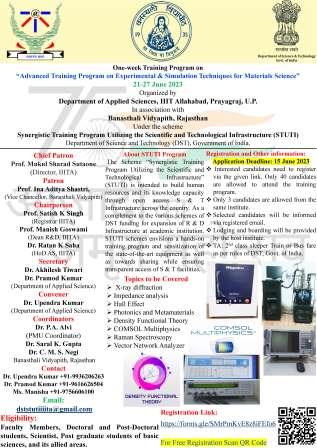 One-week Training Program on “Advanced Training Program on Experimental & Simulation Techniques for Materials Science”