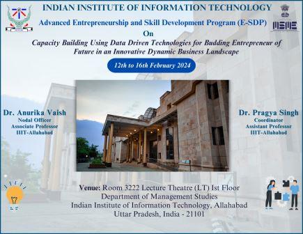 Training cum workshop on capacity building using data driven technologies for budding entrepreneur of future in an innovative dynamic business landscape.