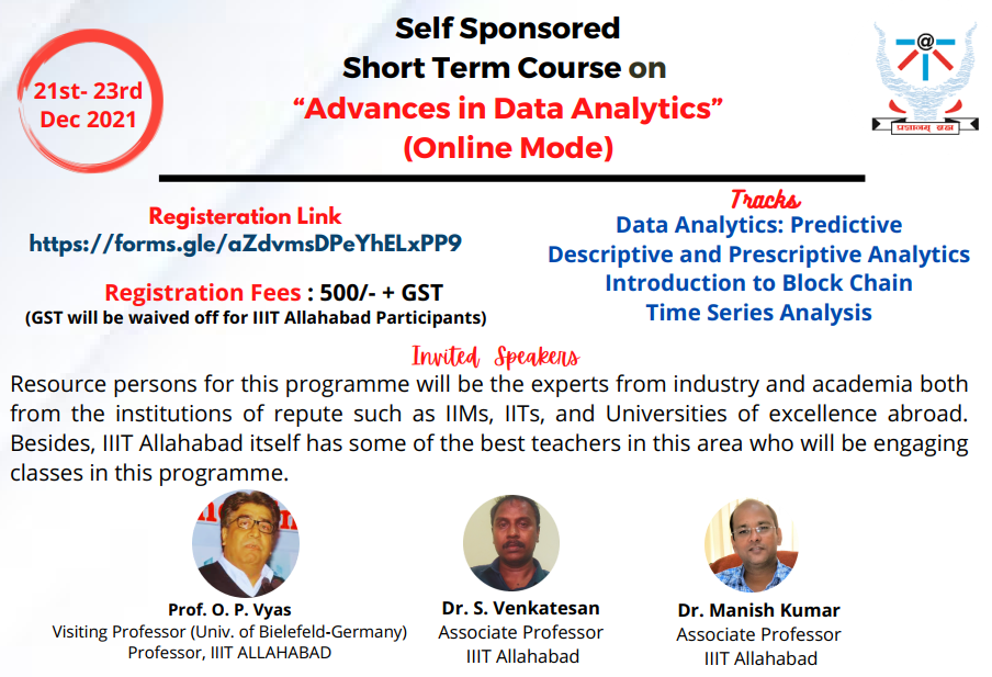 Short term course on “Advances in Data Analytics” in online Mode