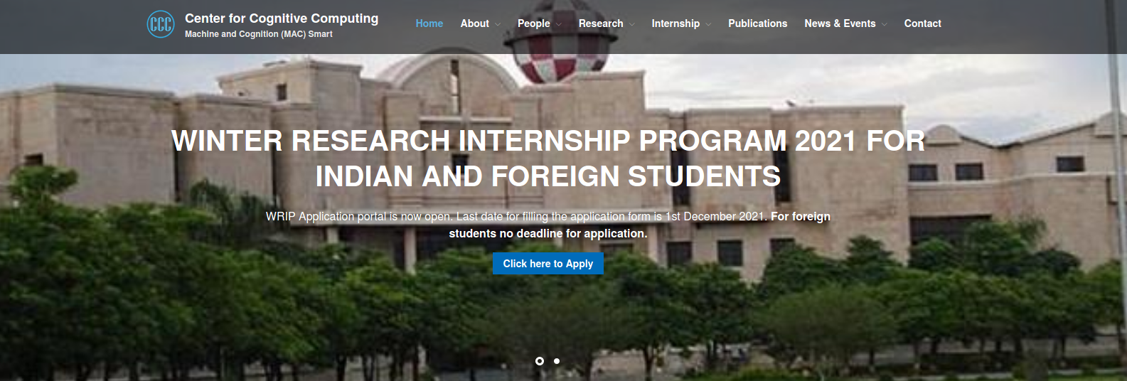 Winter Research Internship 2021 under Center for Cognitive Computing (CCC)