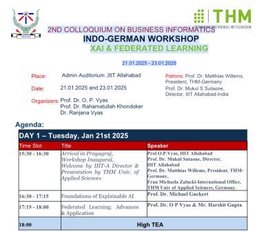 2ND COLLOQUIUM ON BUSINESS INFORMATICS INDO-GERMAN WORKSHOP XAI &amp; FEDERATED LEARNING 21.01.2025 - 23.01.2025