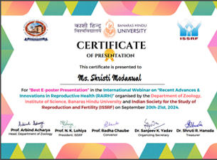 Congratulations Ms Shristi Modanwal !