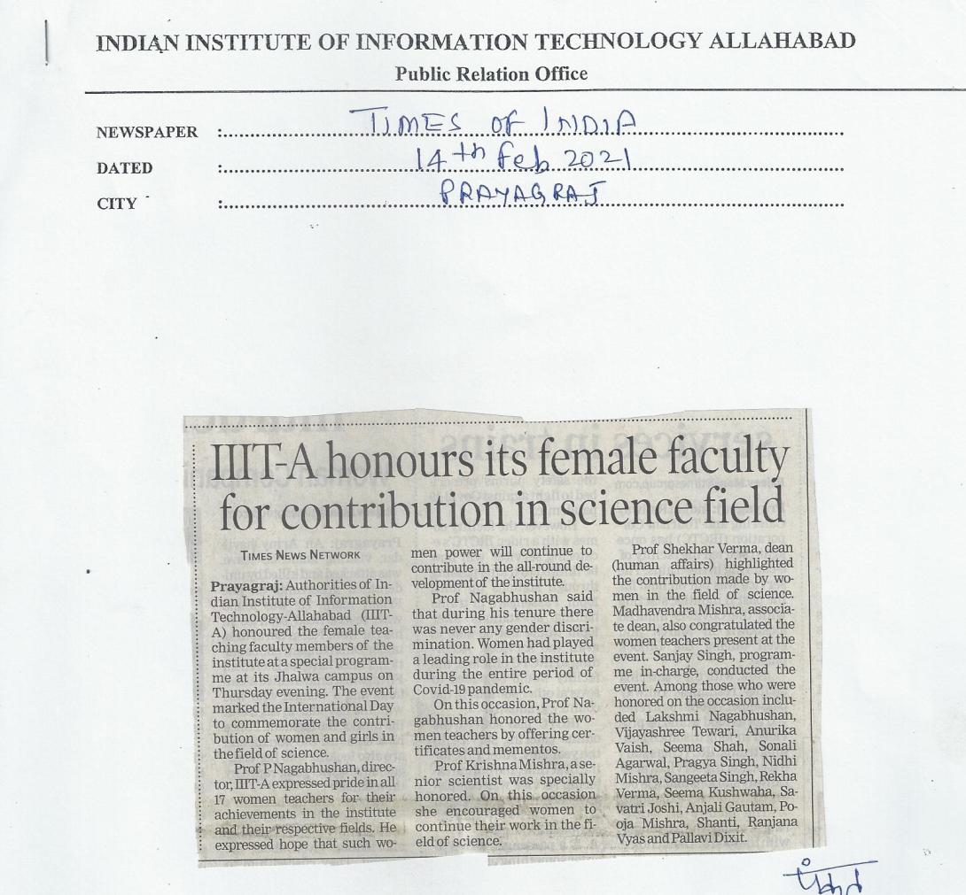 IIIT-A Honours its female faculty for contribution in science field