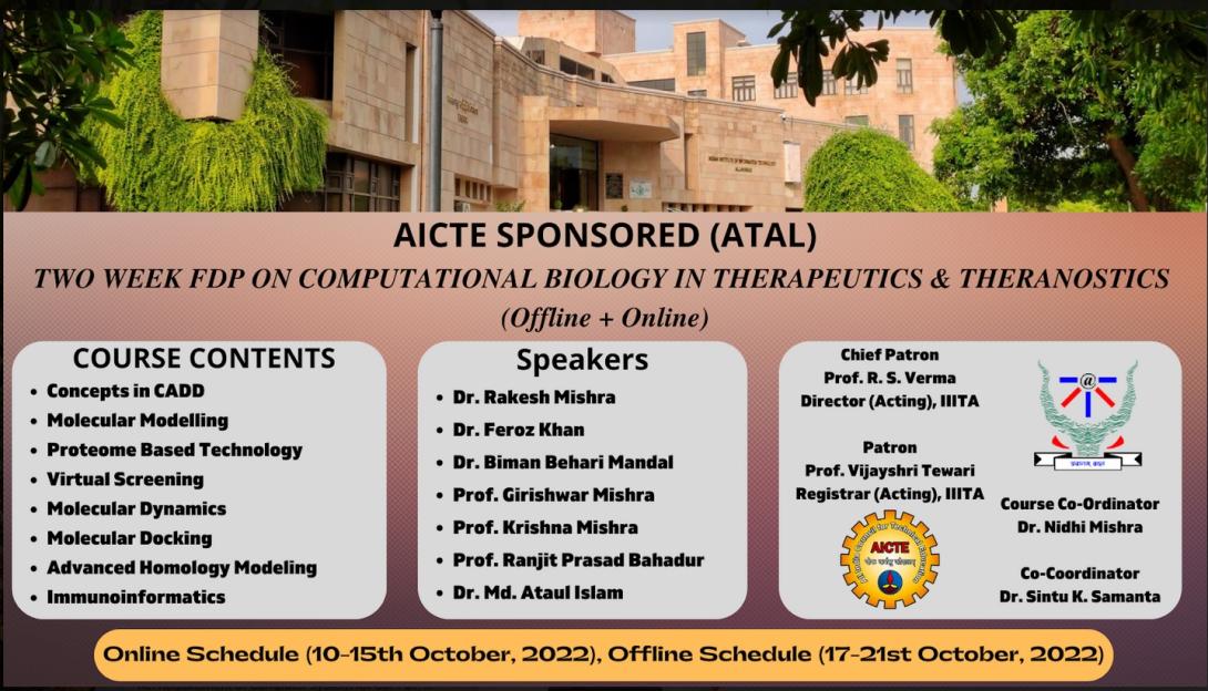 Aicte Sponsored (Atal) Two Week Fdp On Computational Biology In Therapeutics & Theranostics