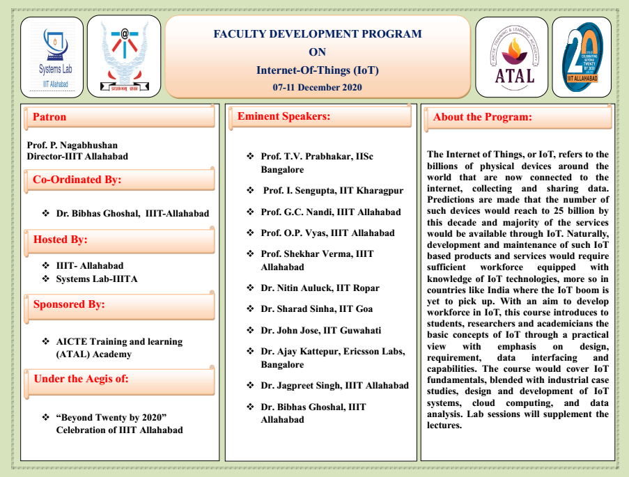 Faculty Development Program on Internet of Things sponsored by the AICTE ATAL Academy