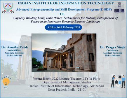 Training cum workshop on capacity building using data driven technologies for budding entrepreneur of future in an innovative dynamic business landscape.