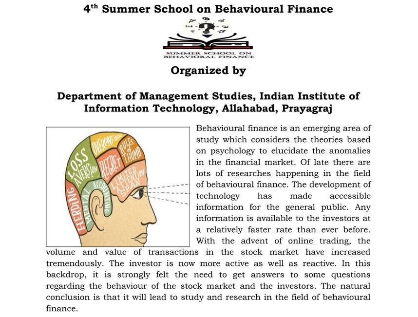 4th Summer School on Behavioural Finance