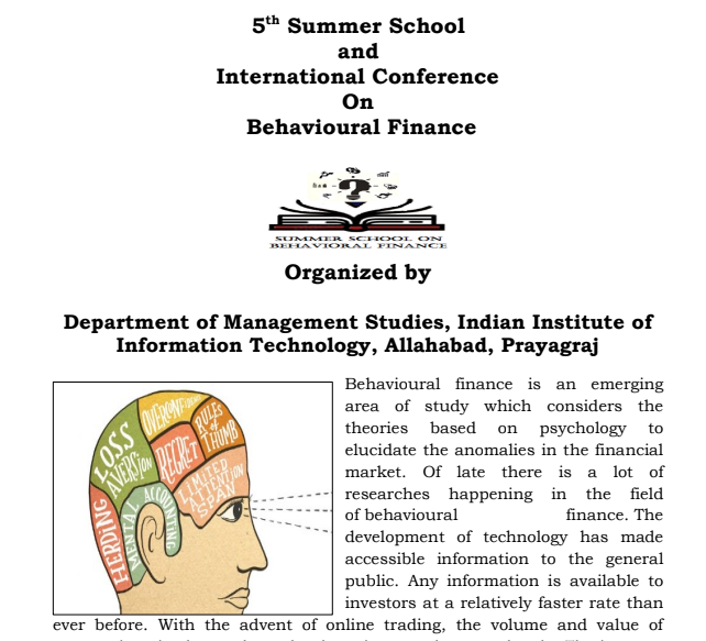 5 th Summer School and International Conference On Behavioural Finance
