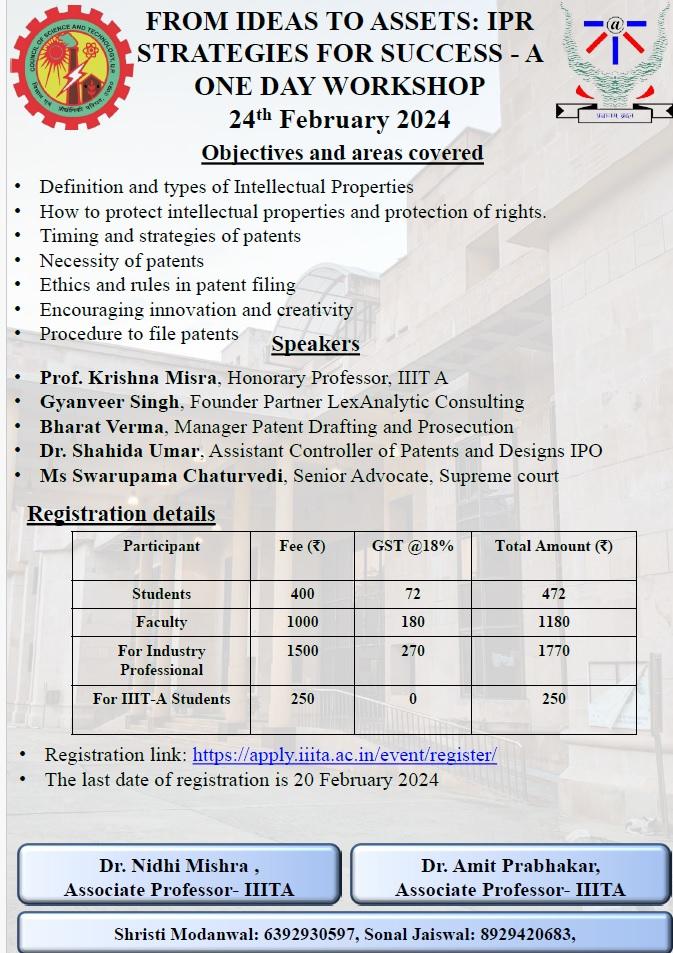 From Ideas To Assets: Ipr Strategies For Success - A One Day Workshop 24th February 2024