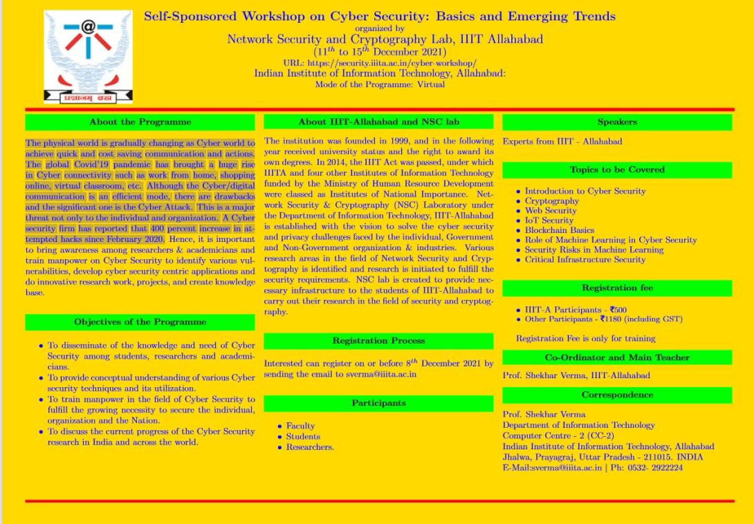 Cyber Security: Basics and Emerging Trends workshop